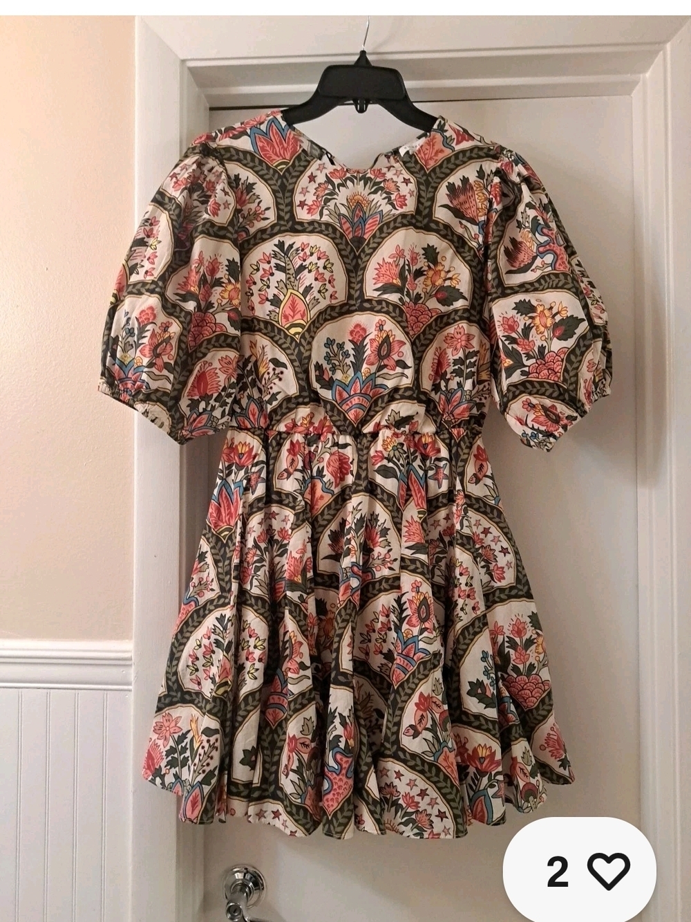 RHODE  Molly Multicolor Floral Puff Sleeve Backless Cotton Voile Dress M NWT